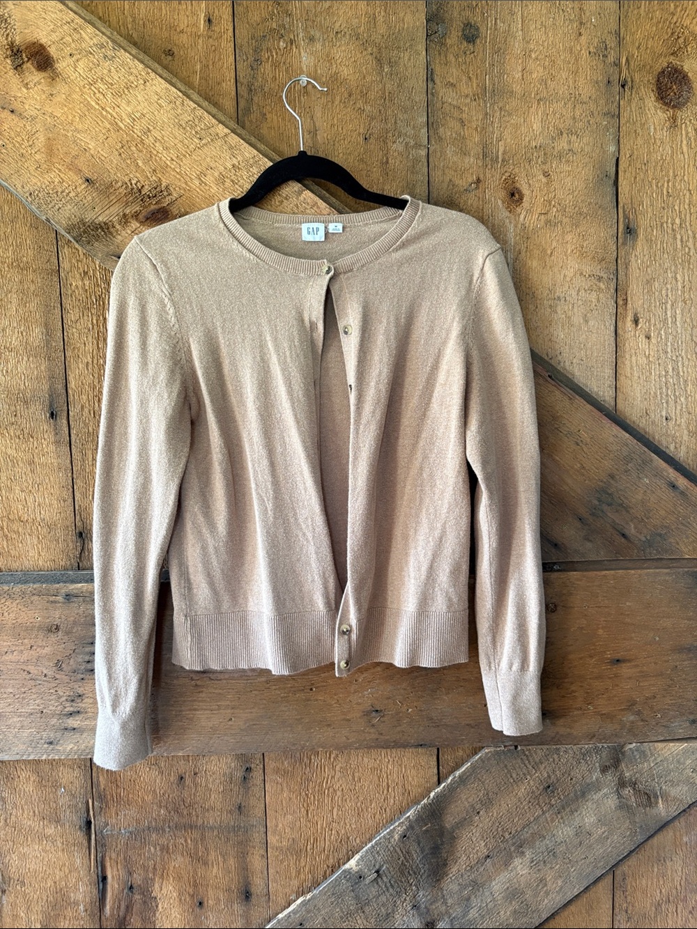 GAP Beige Crewneck Button Cardigan